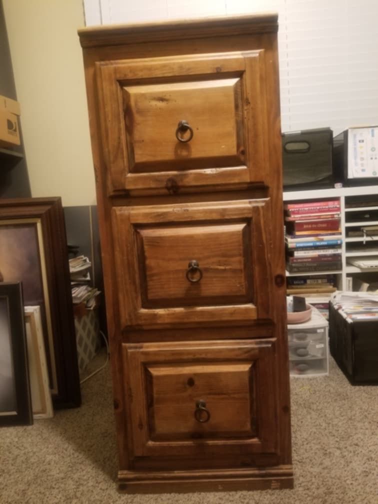 3 Drawer Wooden File Cabinet – Rustic Solid Wood Furniture
