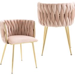 Pink Velvet Chair with Gold Legs