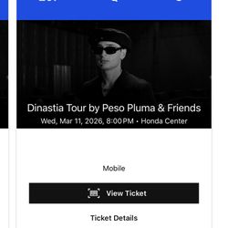 ONE Peso Pluma Ticket for Anaheim Show @Honda Center