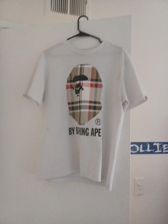 Bape X Burberry White Shirt Collab Size L