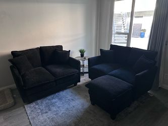 2 two seat couch with ottoman