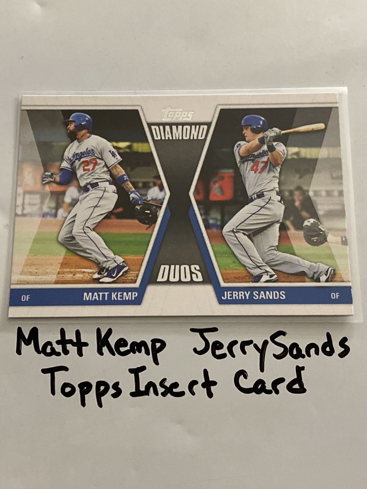 Matt Kemp Jerry Sands Los Angeles Dodgers Outfielders Topps Short Print Insert Card.