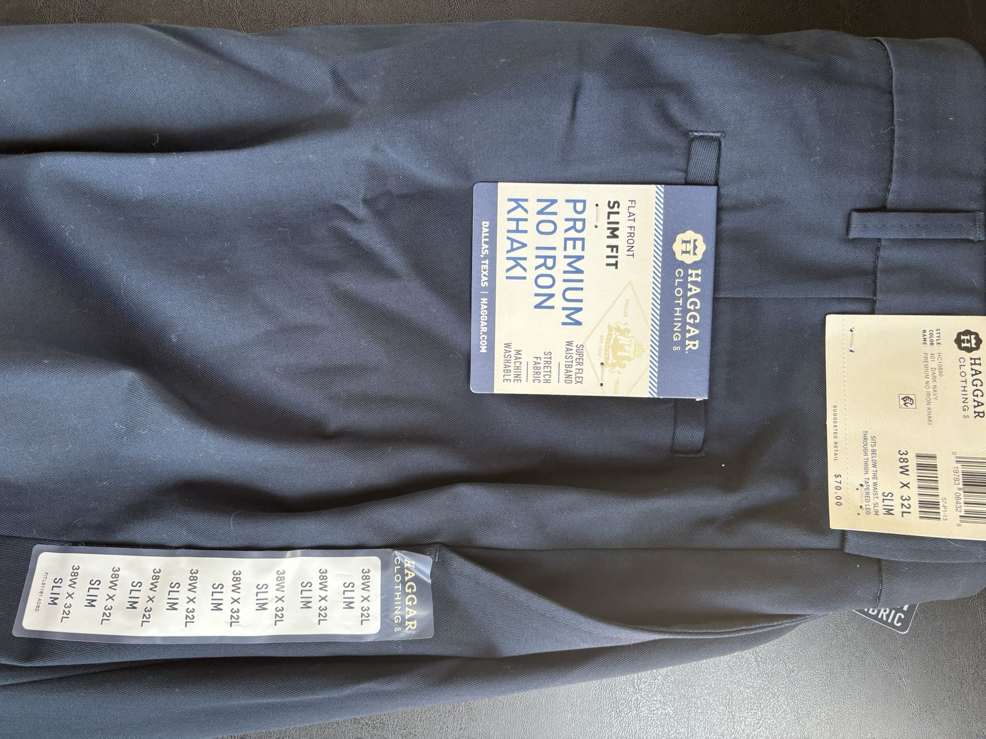 Haggar Premium No Iron Khaki Slim Fit Flat Front Pant