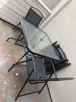Patio Dining Set with Glass Top Table