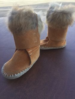 Baby boots real fur leather