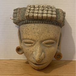 Vintage Handmade Terra Cotta Art Pottery Wall Hanging Mask Mexico   B20