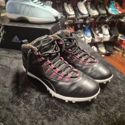 Jordan 10 Mid TD Black Metallic Gold Football Cleats