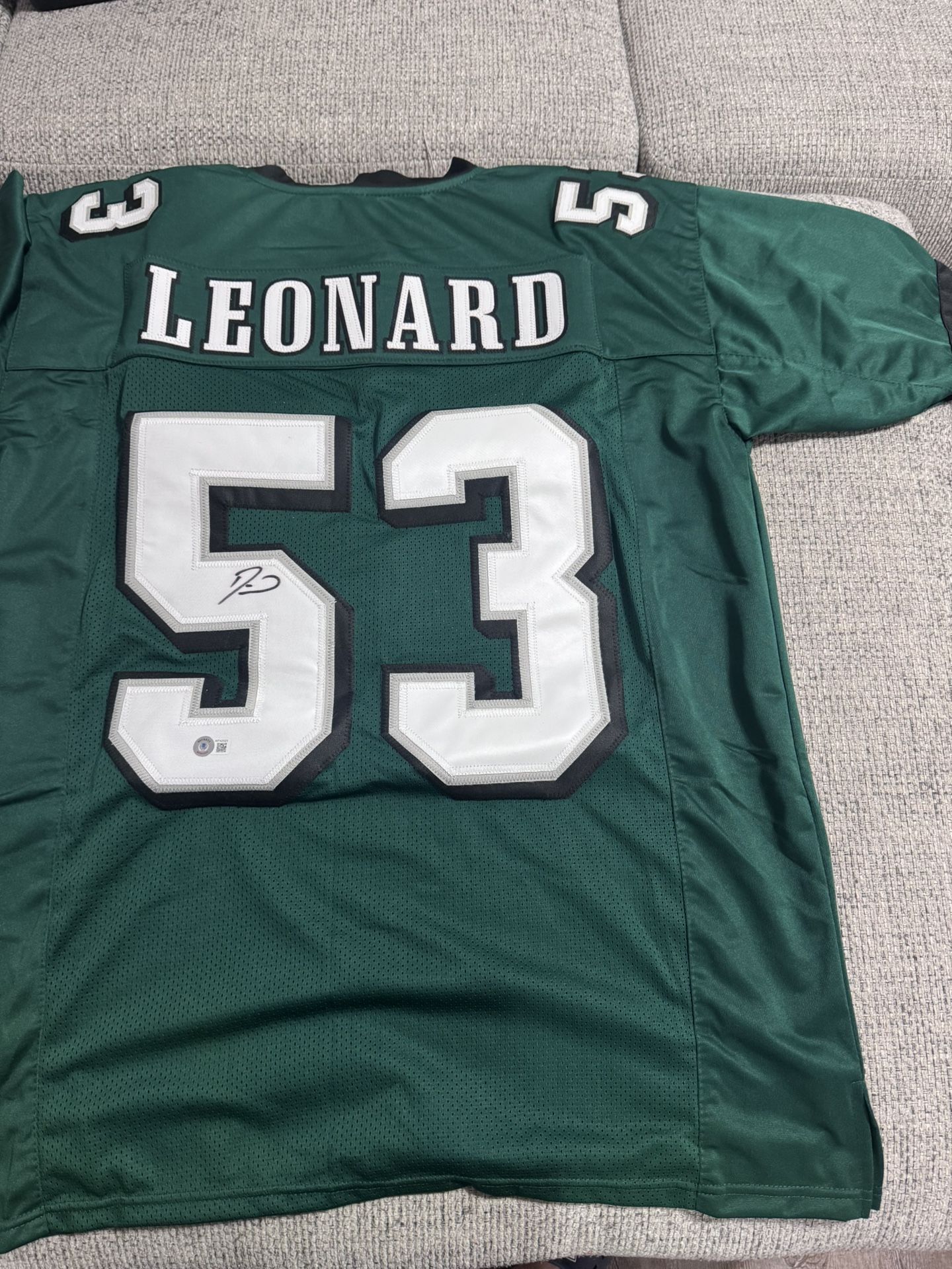 Darius Leonard Signed Autograph Custom Jersey -Beckett Goa -Philadelphia Eagles