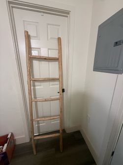 Rustic Wooden Blanket Ladder – $30