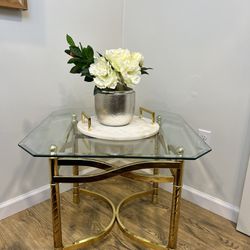 Vintage Beautiful brass Glass Side table