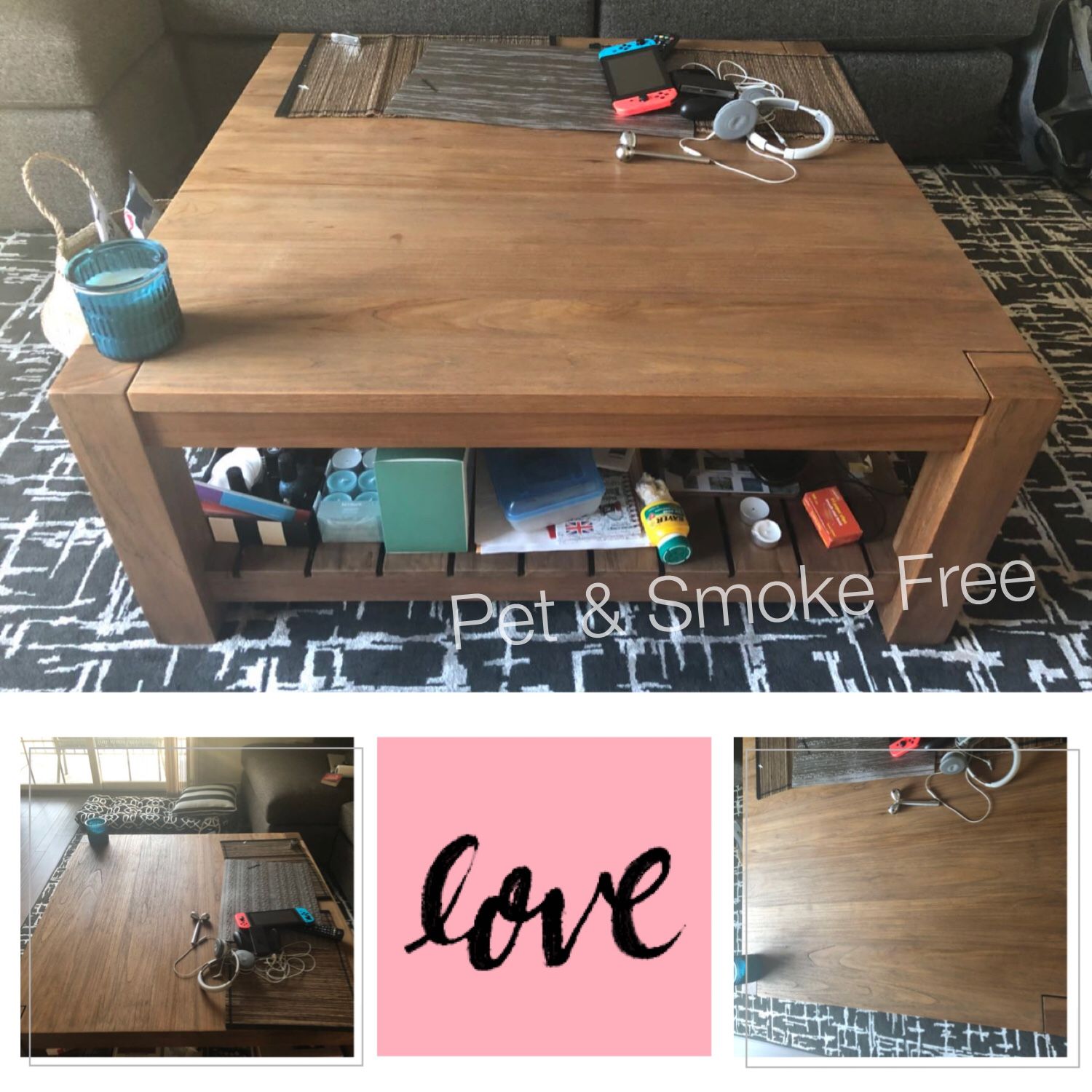 Crate & Barrel Solid Wood Edgewood Square Coffee Table ( comes from pet free and smoke free home) Excellent used condition like new