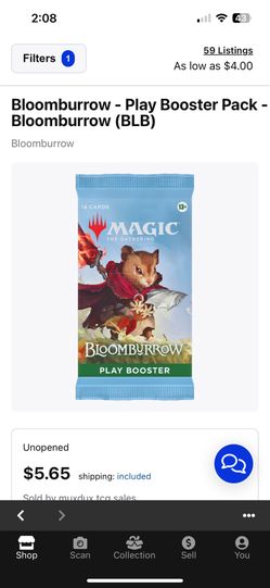 Magic The Gathering Unopened Bloomburrow Play Boosters