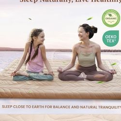 MP175$ Japanese Floor Mattress Futon Mattress Queen Size, 4" Thicken Roll Up Tatami Mat w/ 100% Cotton Washable Cover, Portable & Foldable Floor 
