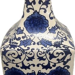 Blue and white porcelain vase Large 18”