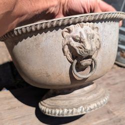 Vintage Silver lion head bowl antique dish urn trophy cup