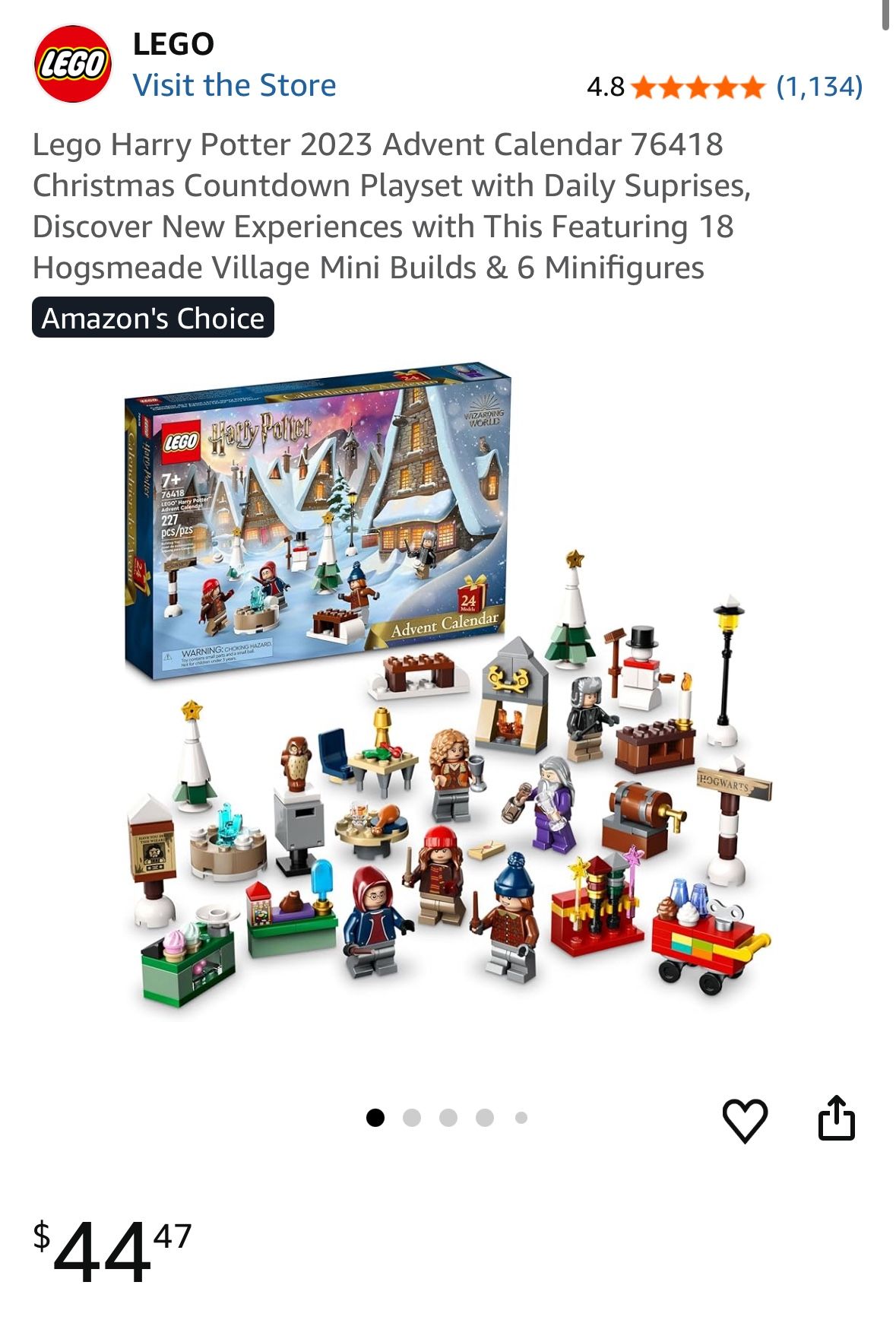 Lego Harry Potter 2023 Advent Calendar 76418 Christmas Countdown Playset with Daily Suprises, Discover New Experiences with This Featuring 18 Hogsmead