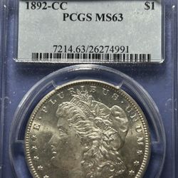 1892-CC Morgan Silver Dollar MS63