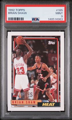 1992 Topps #185 Brian Shaw W/ Michael Jordan PSA 9 Bulls HOF NBA