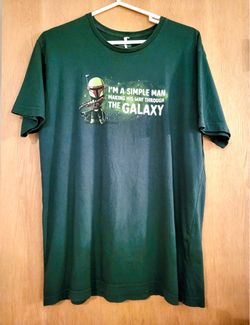 Star Wars Licensed Men’s L Boba Fett “I'm a simple man making his way through the galaxy” Green T-shirt