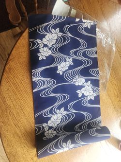 Modern Japanese Yukata Tanmono Fabric Bolt - 100% Cotton Indigo Blue Camellia Print - 11.3 Meters Full Roll