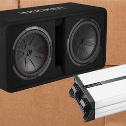 Kicker Dual 12" CompR Subwoofers JL Audio Mono Subwoofer Amplifier 2000 Watts Package 🚨 No Credit Needed 🚨 