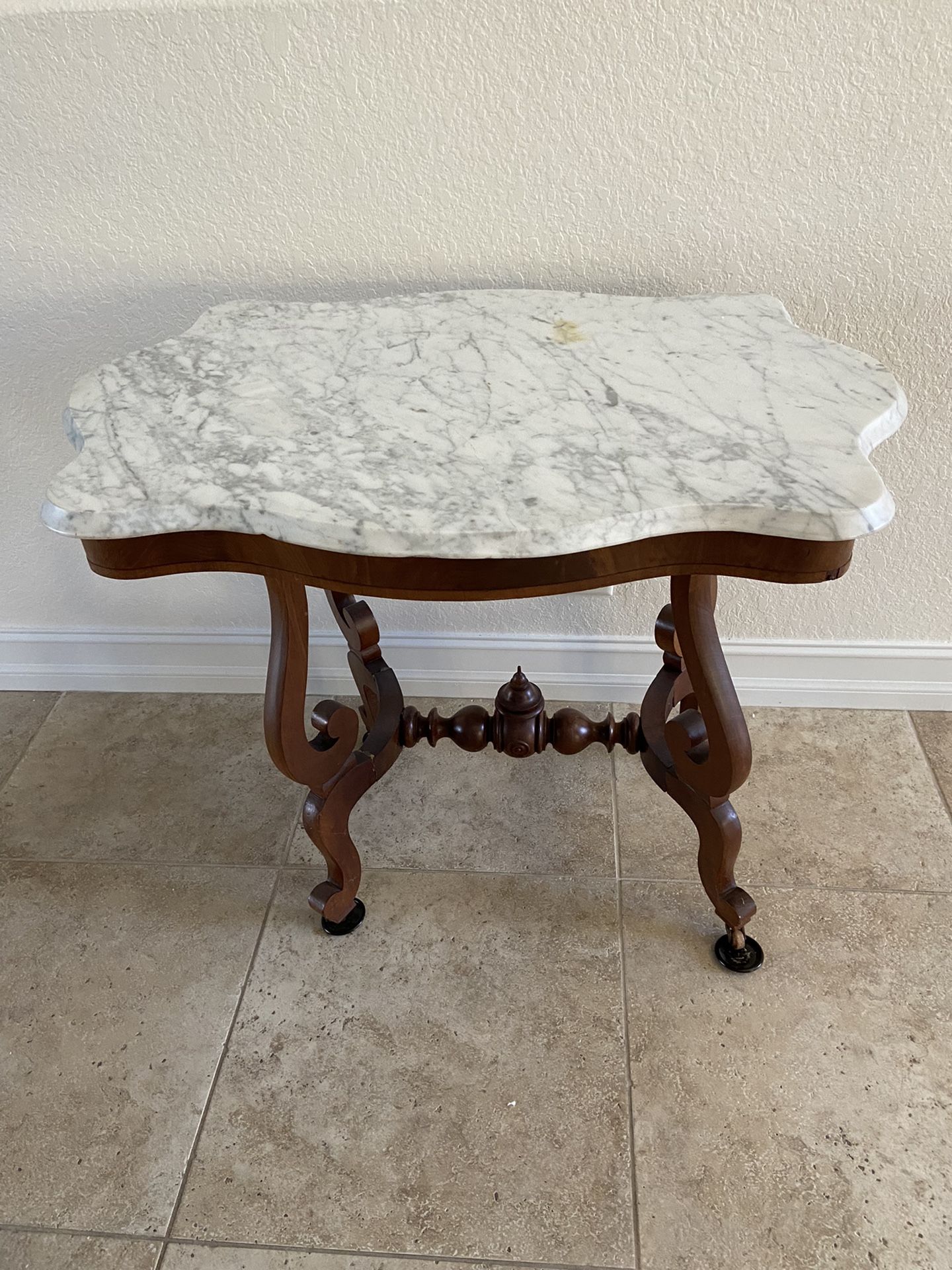 Antique Victorian Marble Top Parlor Table Circa 1880