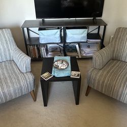 Set Of 2 Turquoise And Off White Macy’s Armchairs