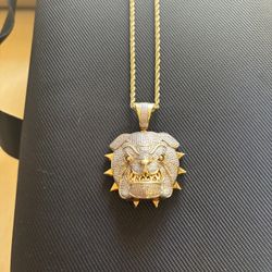 24k Gold Diamond Pitbull Pendant An 24k Gold Necklace 