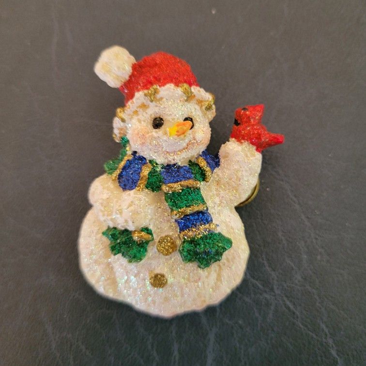 Christmas Snowman Lapel Pin/Brooch - Resin 2.25"