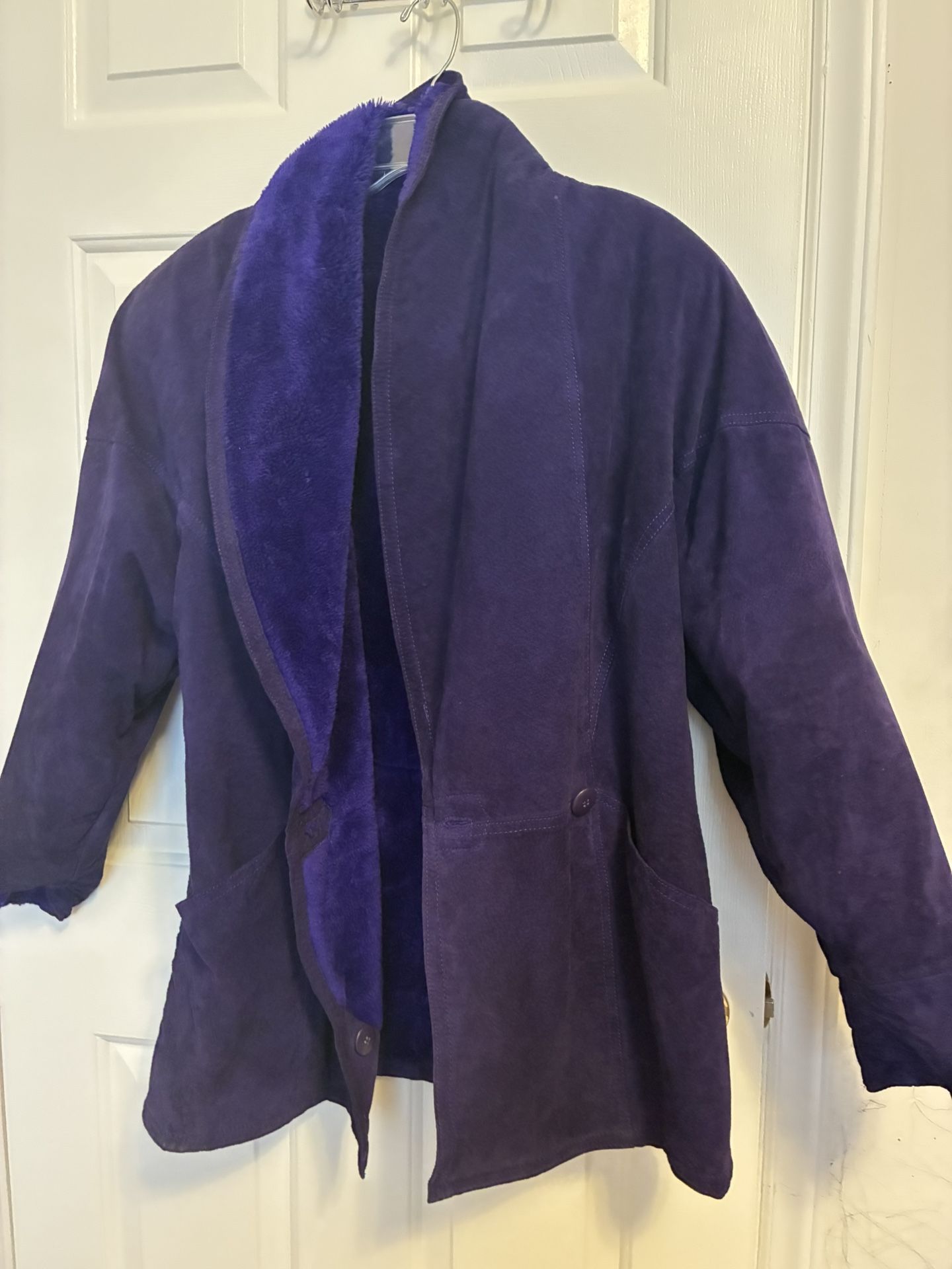 purple faux fur coat
