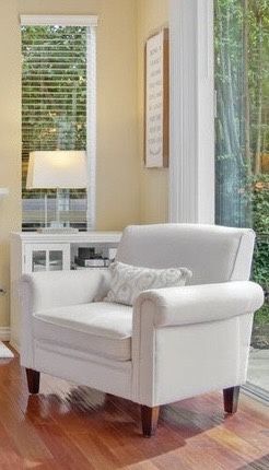 2 White/beige Arm Chairs & a Solid Oak Bookcase
