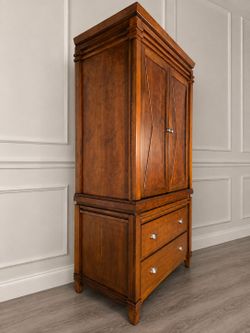 Large Solid Wood Armoire Wardrobe –  80" Tall with Two Drawer Dresser Base