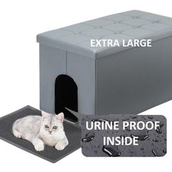 Cat Litter Box Enclosure Furniture Hidden, Cat Washroom Bench Storage Cabinet | Extra Large 36'' x 20'' x 20''| Dog Proof | Waterproof Inside/Easy Cle