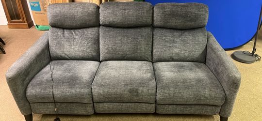 Gray Fabric 3-Seat Reclining Sofa