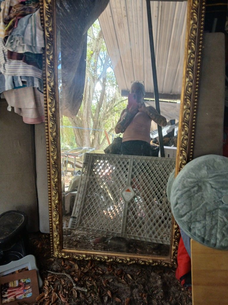 Full Length  Gold Trimmed Mirror