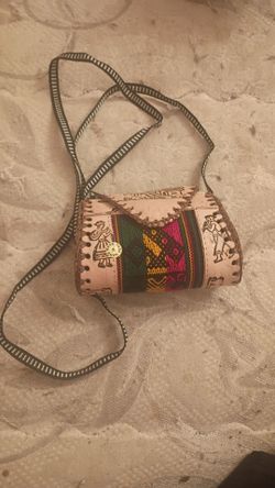 Brand new crossbody carved leather purse Andean Textile handcrafted all sales final firm price$40 pick up only 865 Ellsworth avenue right off of East