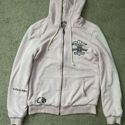 Pink chrome hearts zip up