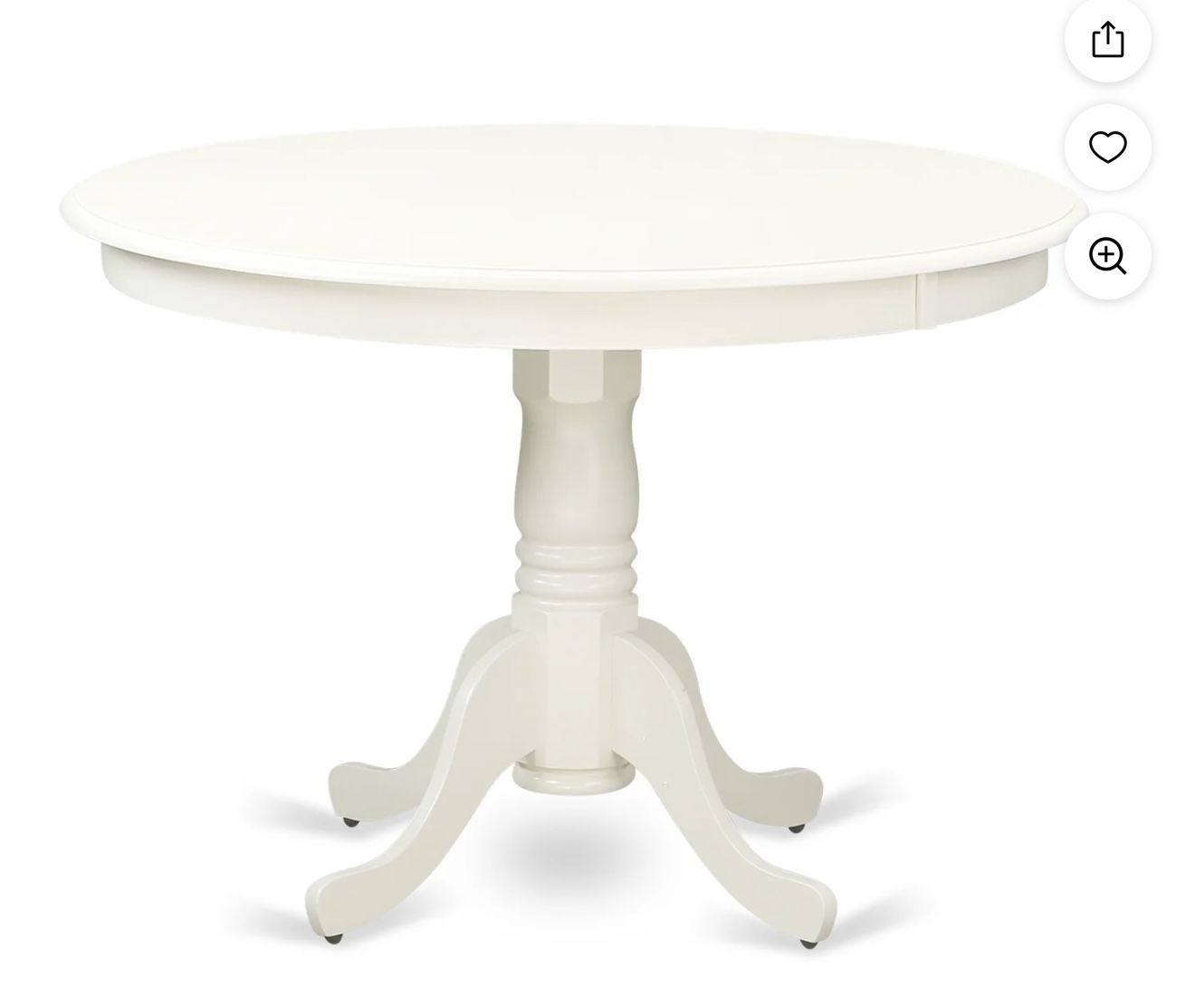White Kitchen Pedestal Table W/4 Chairs