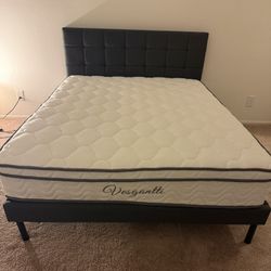 Queen Size Bed With Gray Bed Frame 