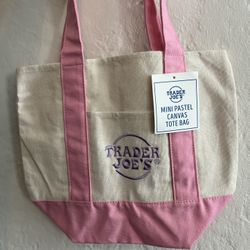 Trader Joe’s Mini  Canvas Tote Bag- Pastel Pink 