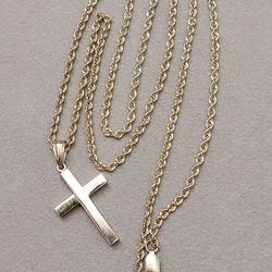 14k Rope Chain And Cross