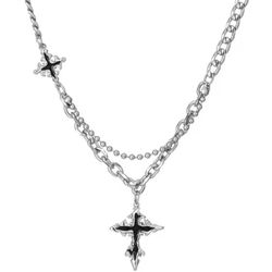 Men’s Silver Layered Pendant Chain Necklace - Streetwear Style