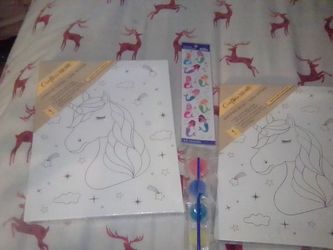 Art pictures unicorn stickers paint brush girl briefs puzzles 2 48 pieces