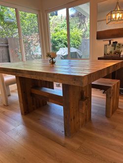 Rectangular Wooden Dining Table w/ bench