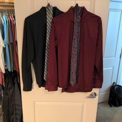 2 Men's Shirts With Ties 