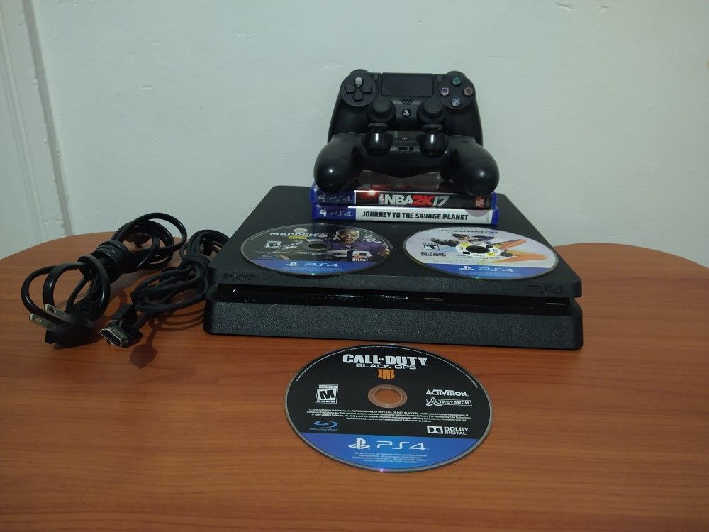 PlayStation 4 Slim 1TB Console CUH-2115B With 5 Games 2 Controllers