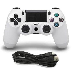 New Sony PlayStation (PS4) Wireless Controller (White) + USB Charge cord