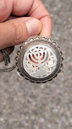 Jerusalem necklace sterling silver and mother of pearl 