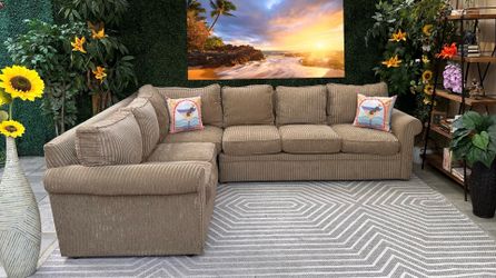 Used Tan/Beige 2 Piece Rowe Furniture Sectional Couch