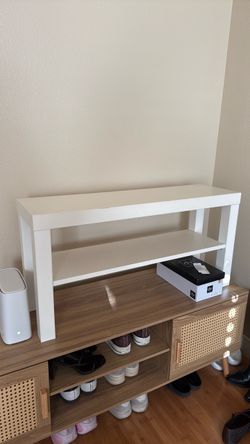 White console table with shelf